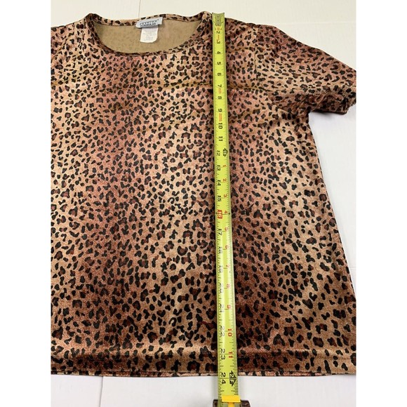 Fashion Formulas Woman’s L Large Velvet TShirt Blouse Short Sleeve Animal Print - Picture 8 of 8